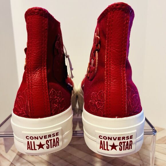 Converse Star All Star Lift 3D Florals Red Women's 5 Sneakers Hi Top A12810C - Picture 5 of 11